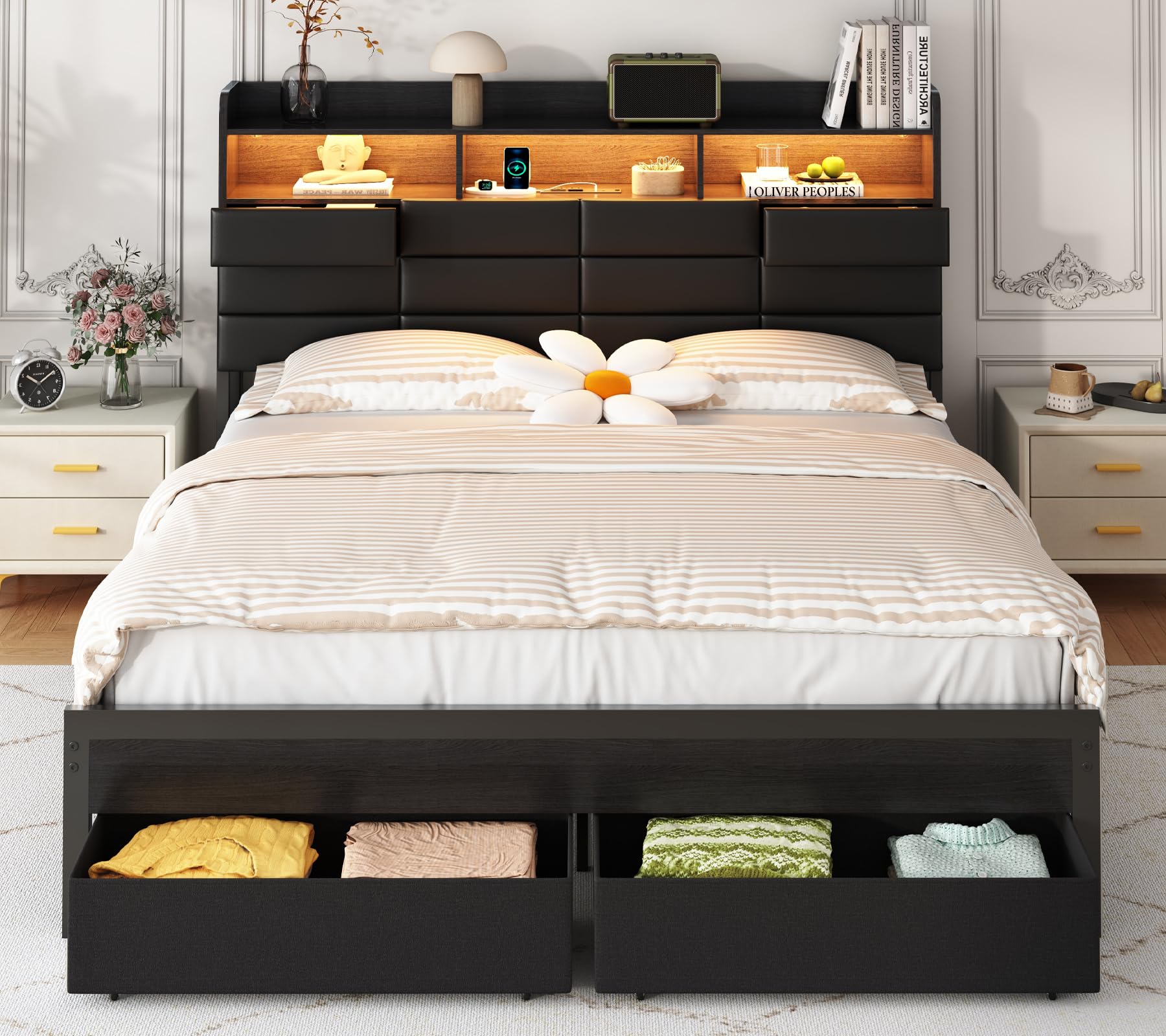 King Size Bed Frame With Storage Drawers - King Size Bed Frame with Storage