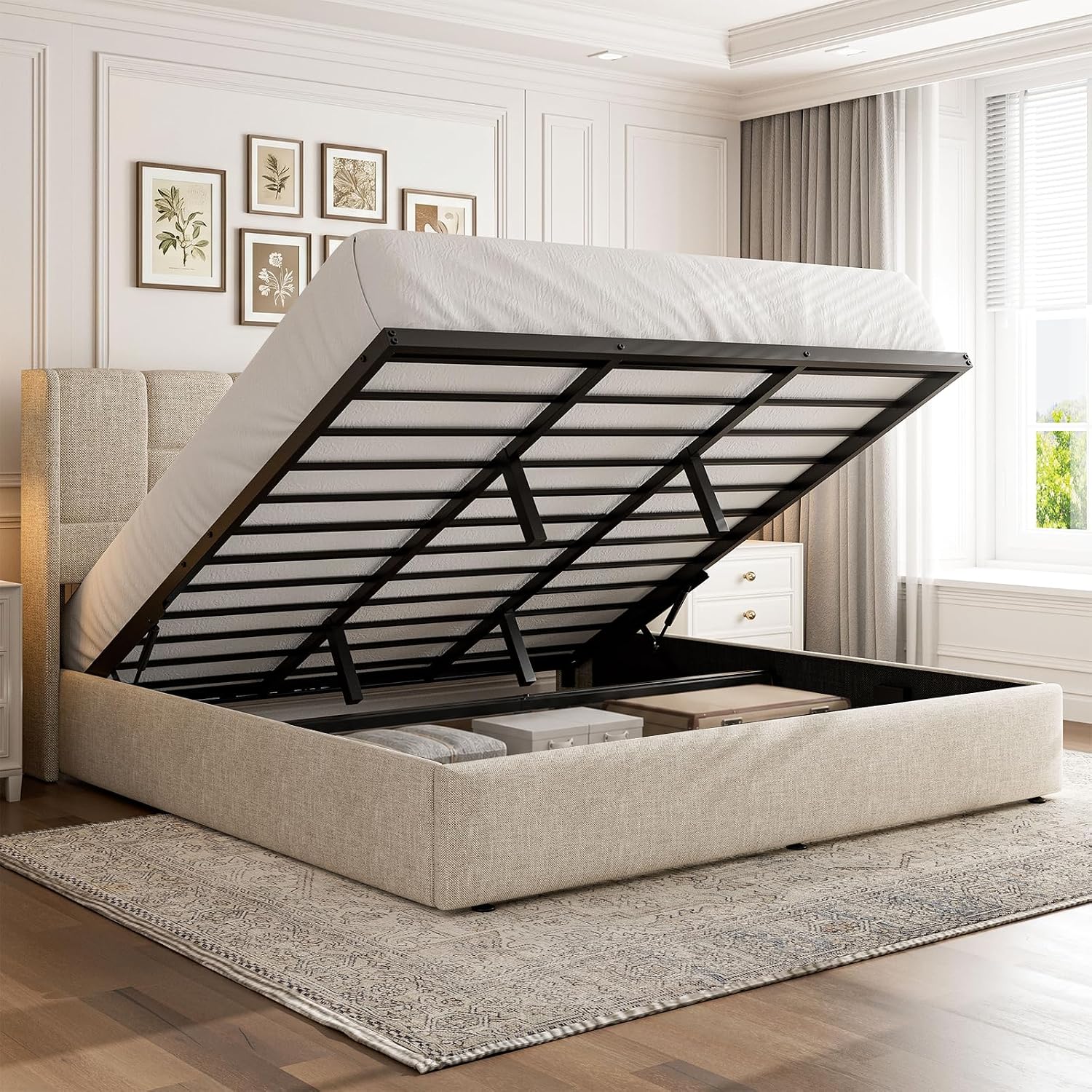 Gas Lift Storage Bed Hydraulic - King Bed Frame with Hydraulic Gas