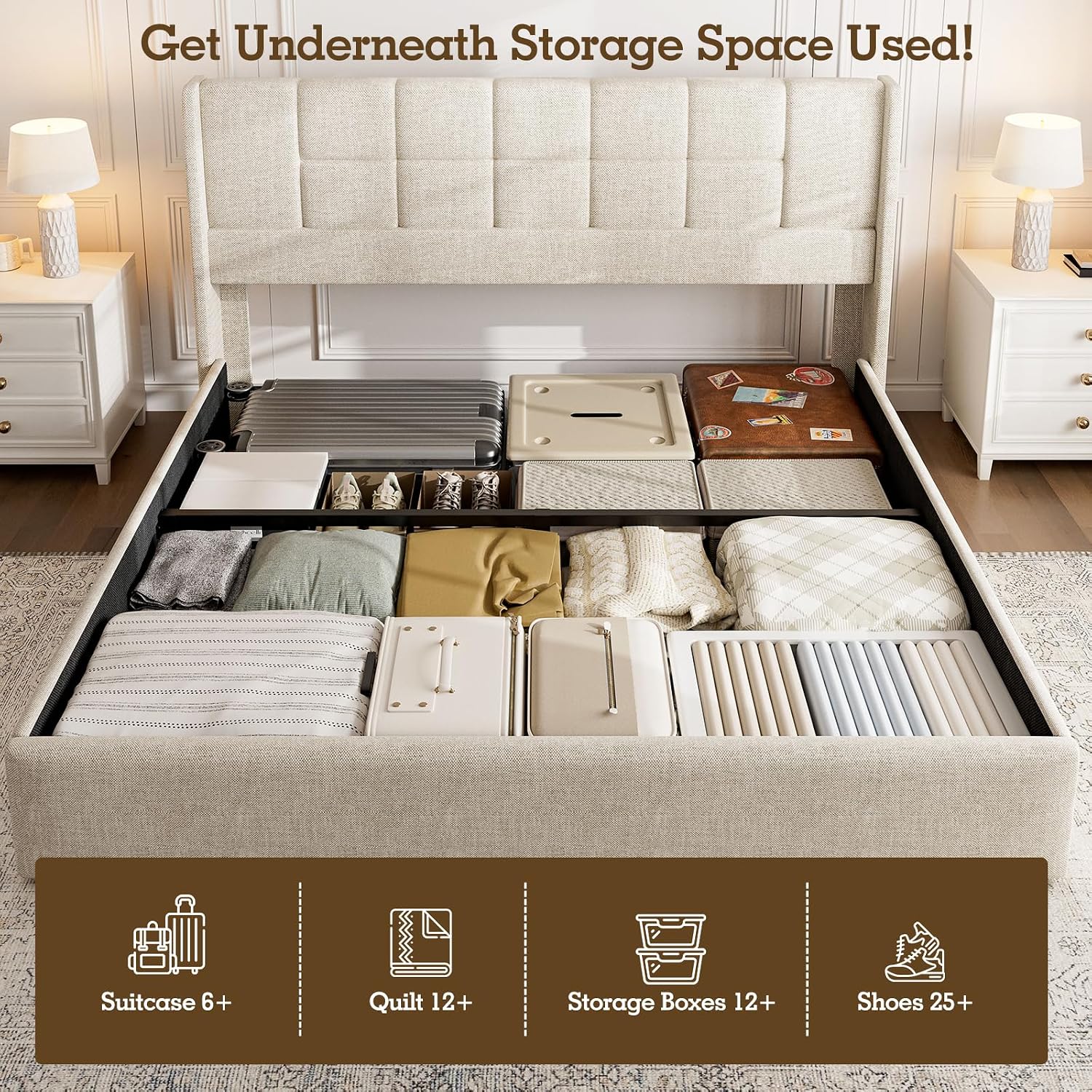 King Bed Frame with Hydraulic  - đánh giá và giá Gas Lift Storage Bed Hydraulic