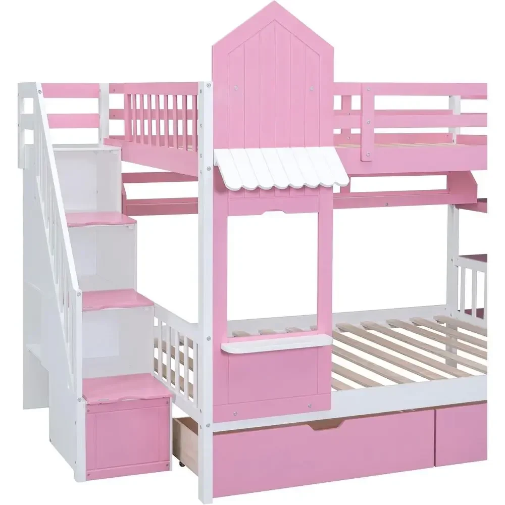 Kids Bunk Bed with Stairs, Sli - đánh giá và giá Bunk Bed With Stairs And Slide