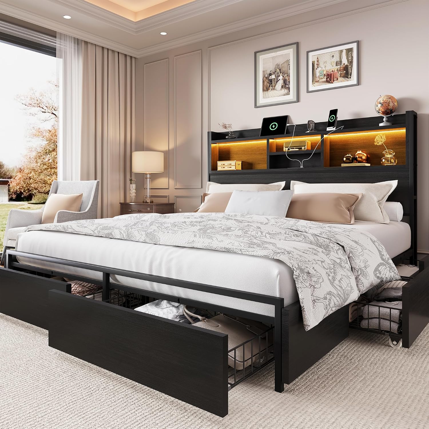 King Size Bed Frame with 6 Sto - đánh giá và giá King Size Bed Frame With Storage Drawers