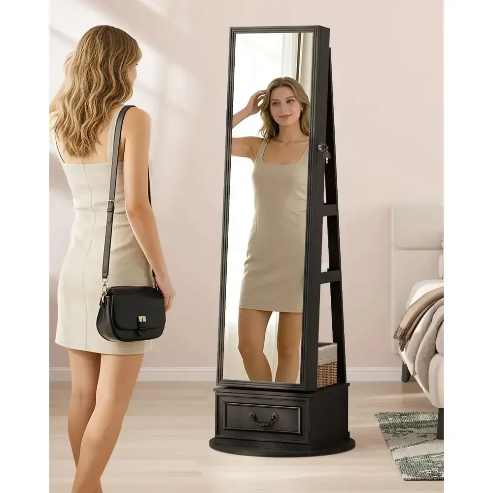 360° Swiveling Lockable Jewelr - đánh giá và giá Full Length Mirror Jewelry Armoire
