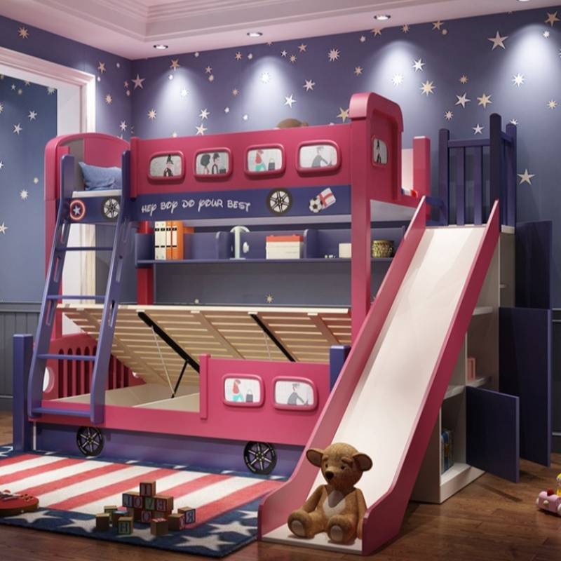 Modern Style Girls Toddler Bed - đánh giá và giá Bunk Bed With Stairs And Slide