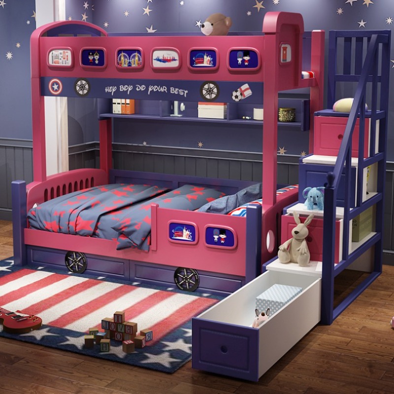 Modern Style Girls Toddler Bed - đánh giá và giá Bunk Bed With Stairs And Slide