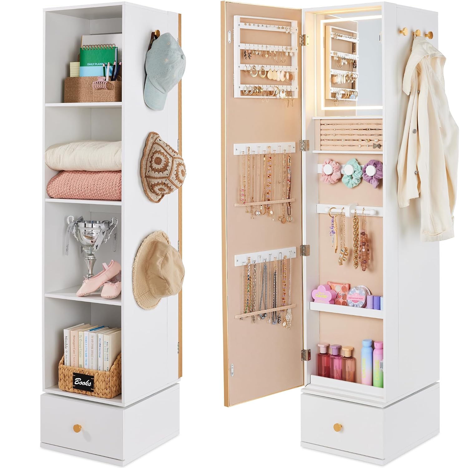 Rotating Mirror w/Storage Cabi - đánh giá và giá Full Length Mirror Jewelry Armoire