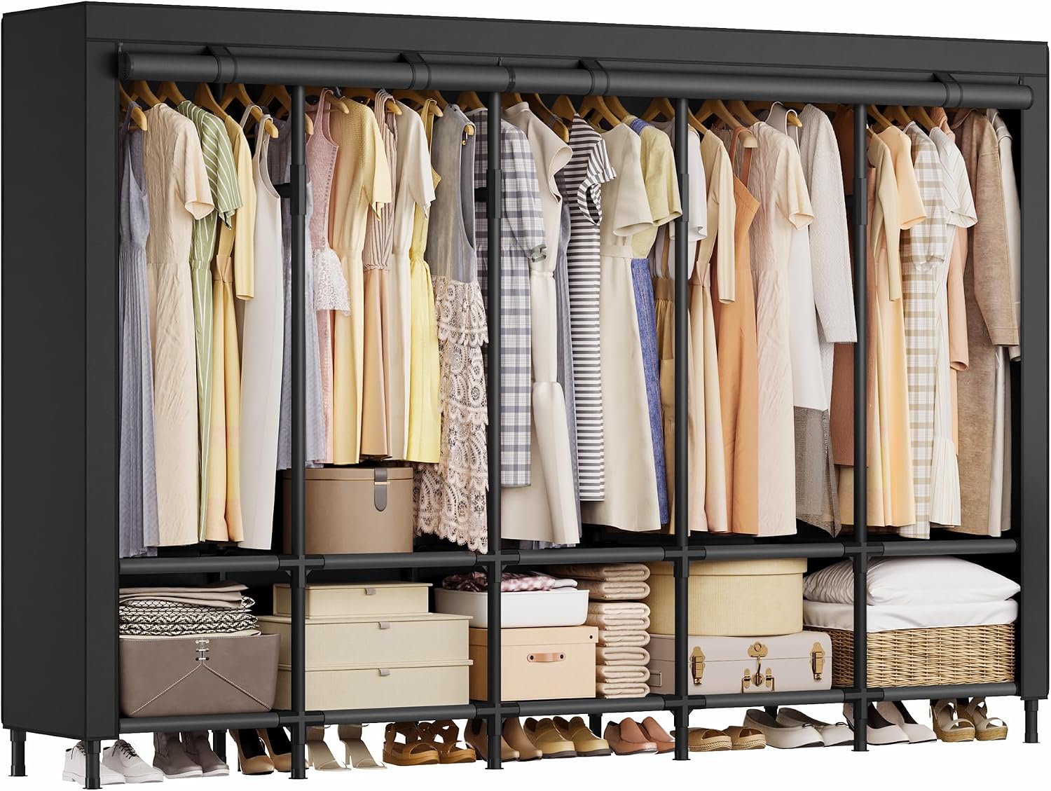Portable Wardrobe Closet 83.5  - đánh giá và giá Wardrobe Closet Portable Fabric Cover